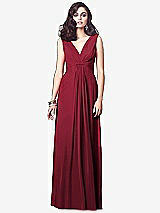 Front View Thumbnail - Burgundy Draped V-Neck Shirred Chiffon Maxi Dress