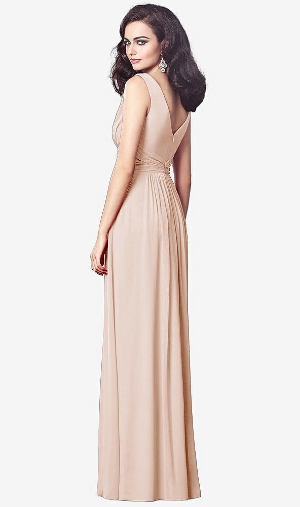 Back View - Cameo Draped V-Neck Shirred Chiffon Maxi Dress