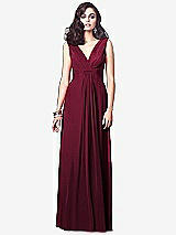 Front View Thumbnail - Cabernet Draped V-Neck Shirred Chiffon Maxi Dress