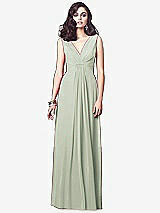 Front View Thumbnail - Celadon Draped V-Neck Shirred Chiffon Maxi Dress