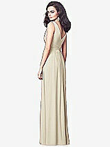 Rear View Thumbnail - Champagne Draped V-Neck Shirred Chiffon Maxi Dress