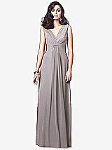 Front View Thumbnail - Cashmere Gray Draped V-Neck Shirred Chiffon Maxi Dress