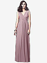 Front View Thumbnail - Dusty Rose Draped V-Neck Shirred Chiffon Maxi Dress