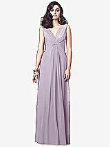 Front View Thumbnail - Lilac Haze Draped V-Neck Shirred Chiffon Maxi Dress