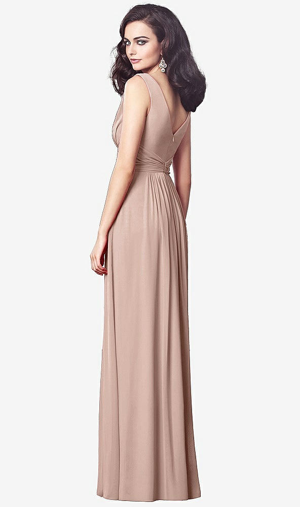 Back View - Neu Nude Draped V-Neck Shirred Chiffon Maxi Dress