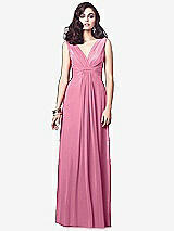 Front View Thumbnail - Orchid Pink Draped V-Neck Shirred Chiffon Maxi Dress