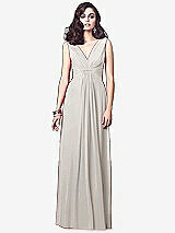 Front View Thumbnail - Oyster Draped V-Neck Shirred Chiffon Maxi Dress