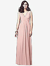 Front View Thumbnail - Rose - PANTONE Rose Quartz Draped V-Neck Shirred Chiffon Maxi Dress