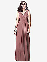 Front View Thumbnail - Rosewood Draped V-Neck Shirred Chiffon Maxi Dress