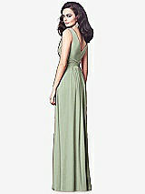 Rear View Thumbnail - Sage Draped V-Neck Shirred Chiffon Maxi Dress