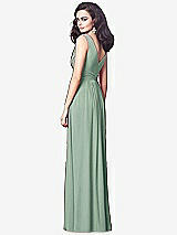 Rear View Thumbnail - Seagrass Draped V-Neck Shirred Chiffon Maxi Dress