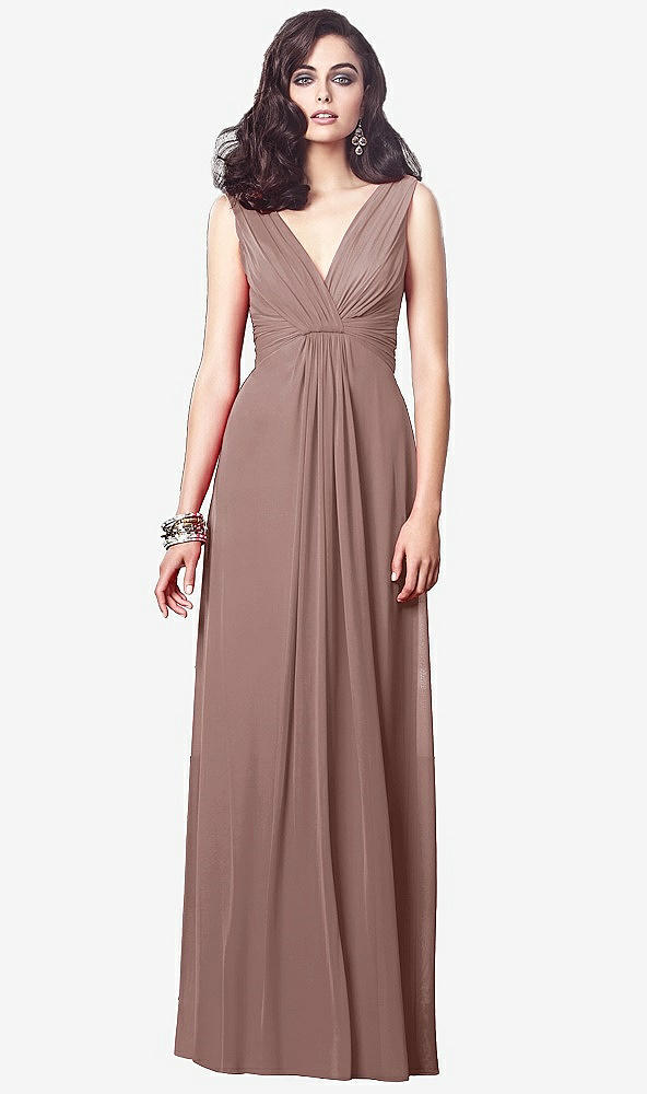 Front View - Sienna Draped V-Neck Shirred Chiffon Maxi Dress