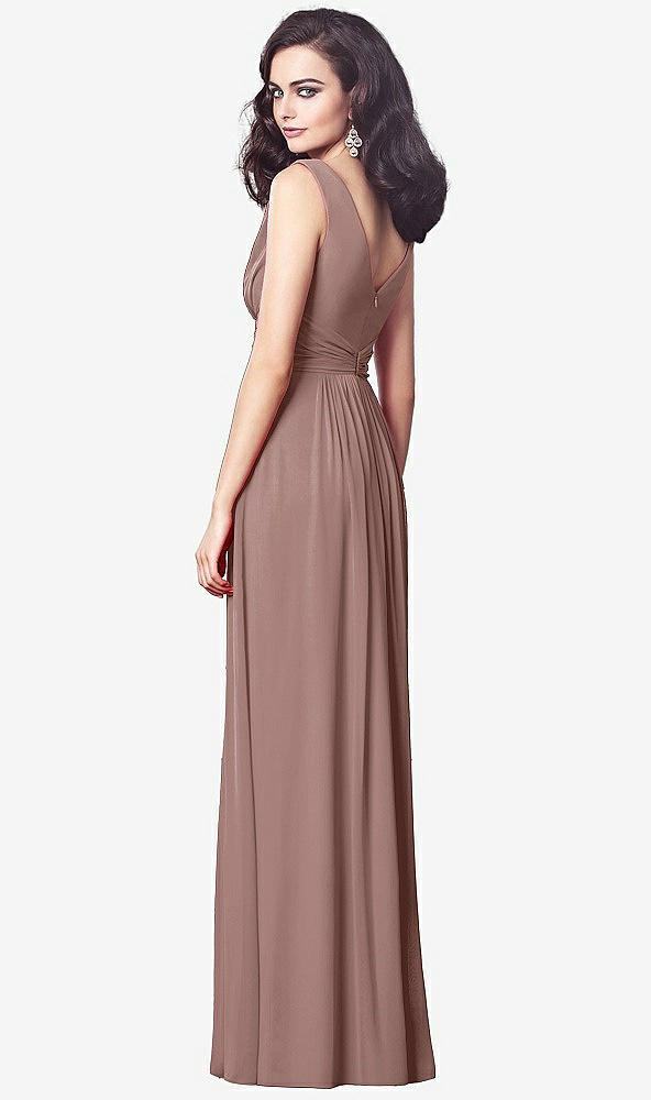 Back View - Sienna Draped V-Neck Shirred Chiffon Maxi Dress