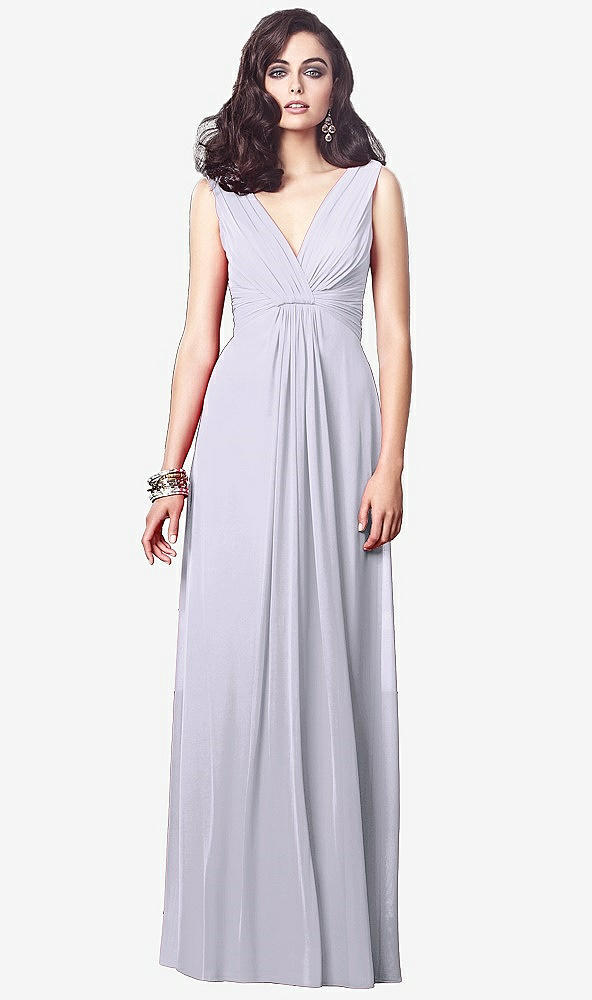 Front View - Silver Dove Draped V-Neck Shirred Chiffon Maxi Dress