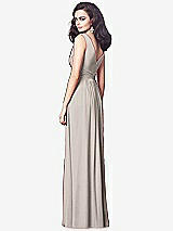 Rear View Thumbnail - Taupe Draped V-Neck Shirred Chiffon Maxi Dress