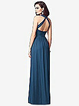 Rear View Thumbnail - Dusk Blue Ruched Halter Open-Back Maxi Dress - Jada