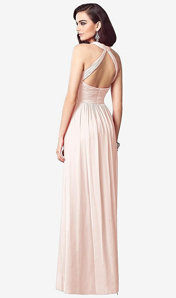 Back View - Blush Ruched Halter Open-Back Maxi Dress - Jada