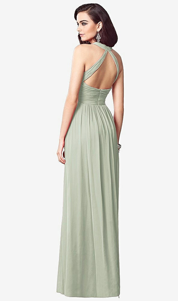 Back View - Celadon Ruched Halter Open-Back Maxi Dress - Jada