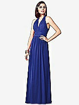 Front View Thumbnail - Cobalt Blue Ruched Halter Open-Back Maxi Dress - Jada