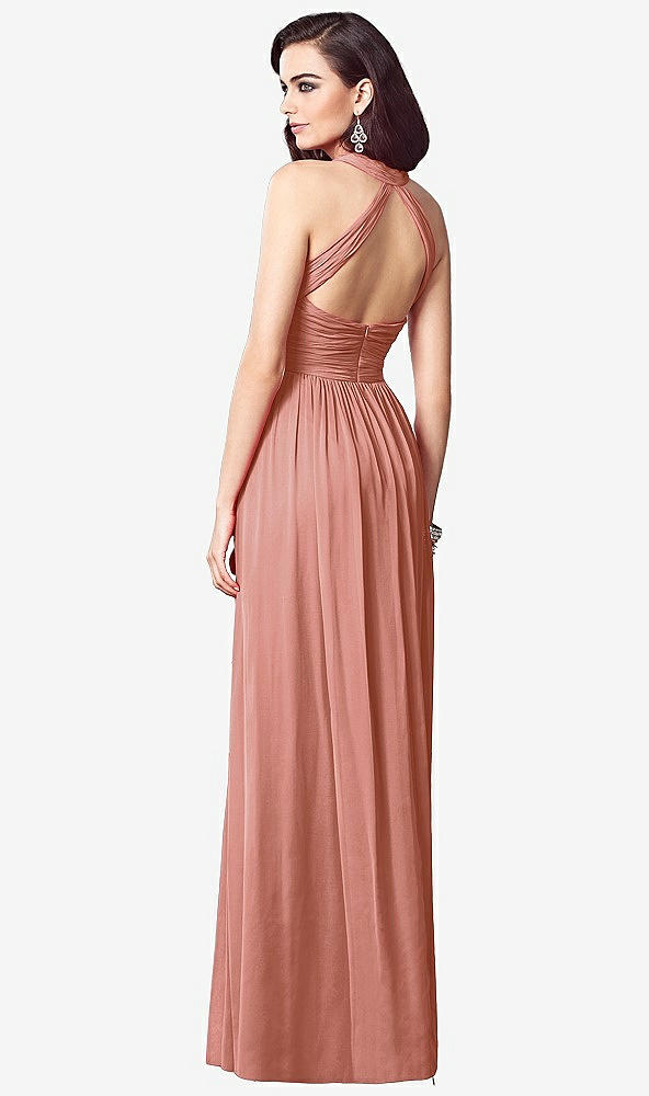 Back View - Desert Rose Ruched Halter Open-Back Maxi Dress - Jada