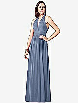 Front View Thumbnail - Larkspur Blue Ruched Halter Open-Back Maxi Dress - Jada