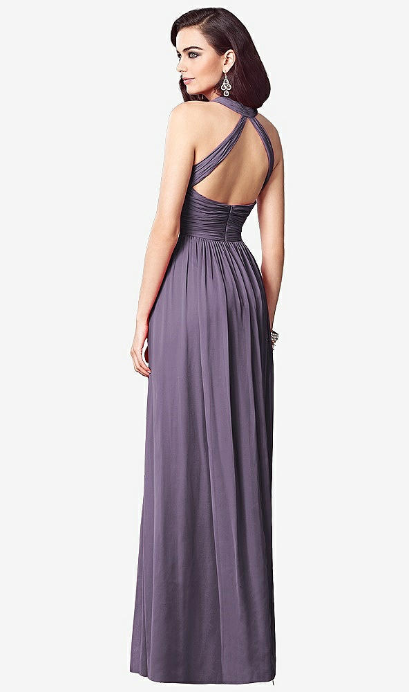 Back View - Lavender Ruched Halter Open-Back Maxi Dress - Jada