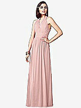 Front View Thumbnail - Rose - PANTONE Rose Quartz Ruched Halter Open-Back Maxi Dress - Jada