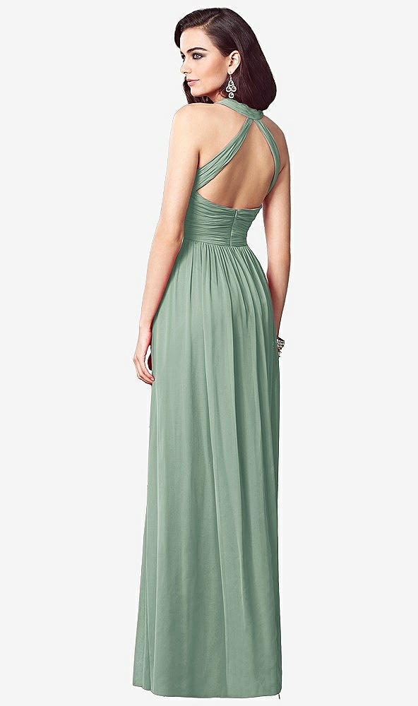 Back View - Seagrass Ruched Halter Open-Back Maxi Dress - Jada