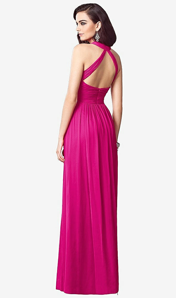 Back View - Think Pink Ruched Halter Open-Back Maxi Dress - Jada