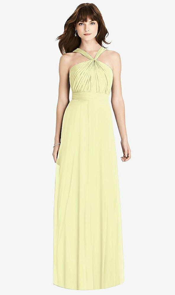 Front View - Butter Yellow Twist Halter Chiffon Maxi Dress - James