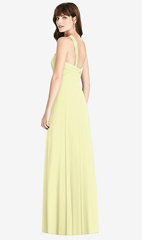 Back View - Butter Yellow Twist Halter Chiffon Maxi Dress - James