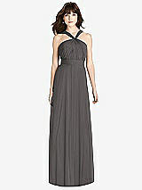 Front View Thumbnail - Caviar Gray Twist Halter Chiffon Maxi Dress - James