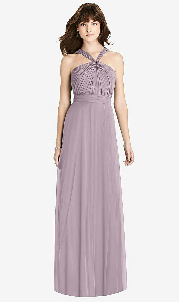 Front View - Lilac Dusk Twist Halter Chiffon Maxi Dress - James