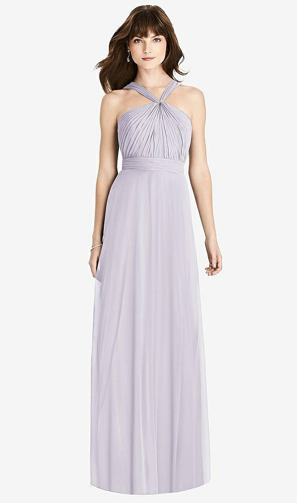 Front View - Moondance Twist Halter Chiffon Maxi Dress - James