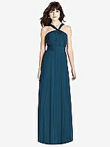 Front View Thumbnail - Atlantic Blue Twist Halter Chiffon Maxi Dress - James