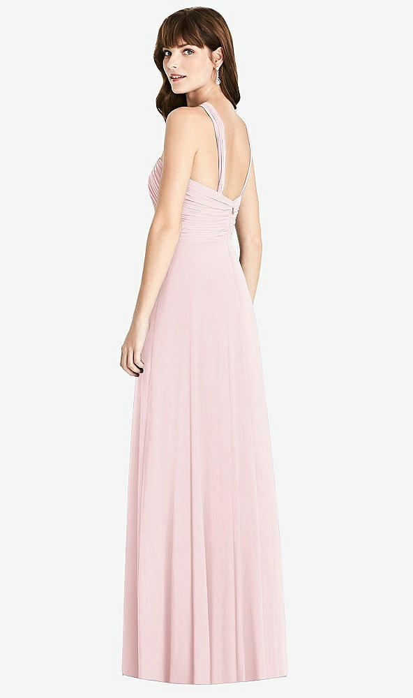 Back View - Ballet Pink Twist Halter Chiffon Maxi Dress - James