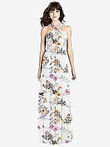 Front View Thumbnail - Butterfly Botanica Ivory Twist Halter Chiffon Maxi Dress - James