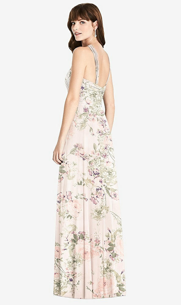 Back View - Blush Garden Twist Halter Chiffon Maxi Dress - James