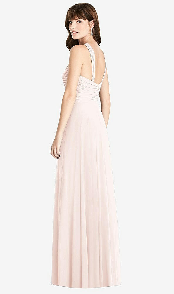 Back View - Blush Twist Halter Chiffon Maxi Dress - James