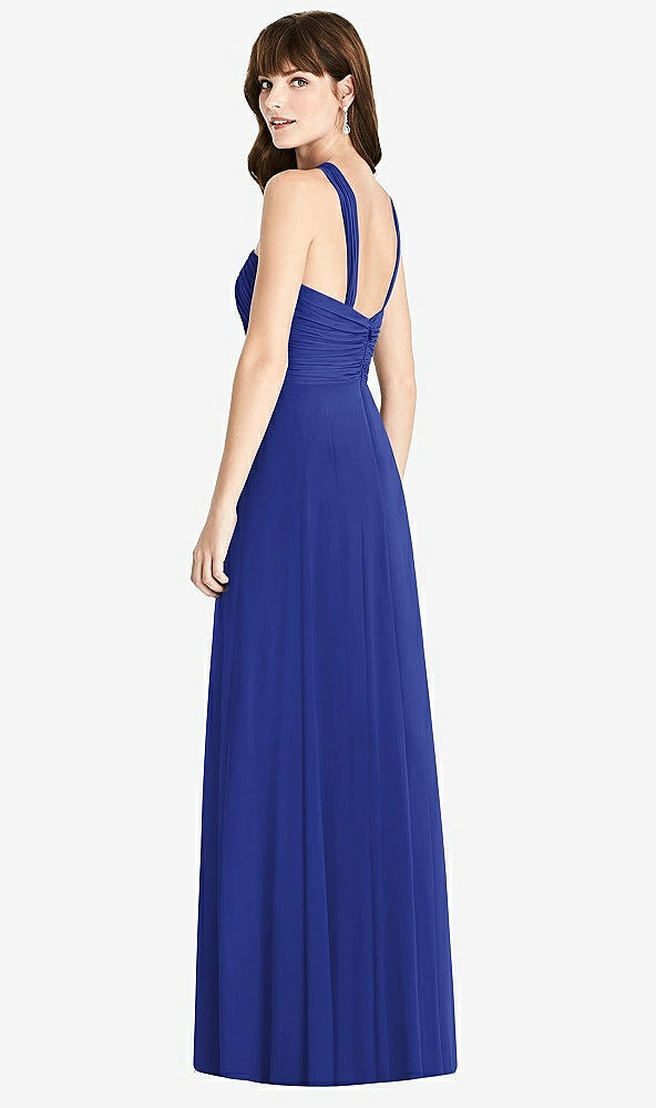 Back View - Cobalt Blue Twist Halter Chiffon Maxi Dress - James