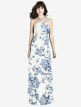 Front View Thumbnail - Cottage Rose Dusk Blue Twist Halter Chiffon Maxi Dress - James