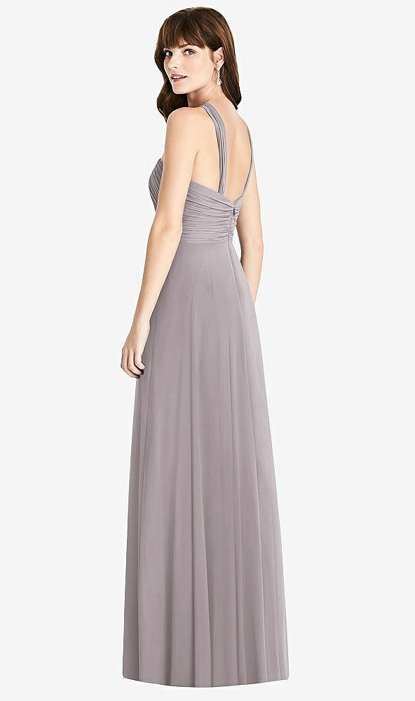 Back View - Cashmere Gray Twist Halter Chiffon Maxi Dress - James