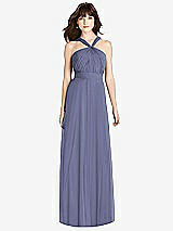 Front View Thumbnail - French Blue Twist Halter Chiffon Maxi Dress - James