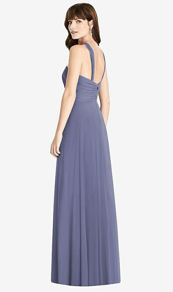 Back View - French Blue Twist Halter Chiffon Maxi Dress - James