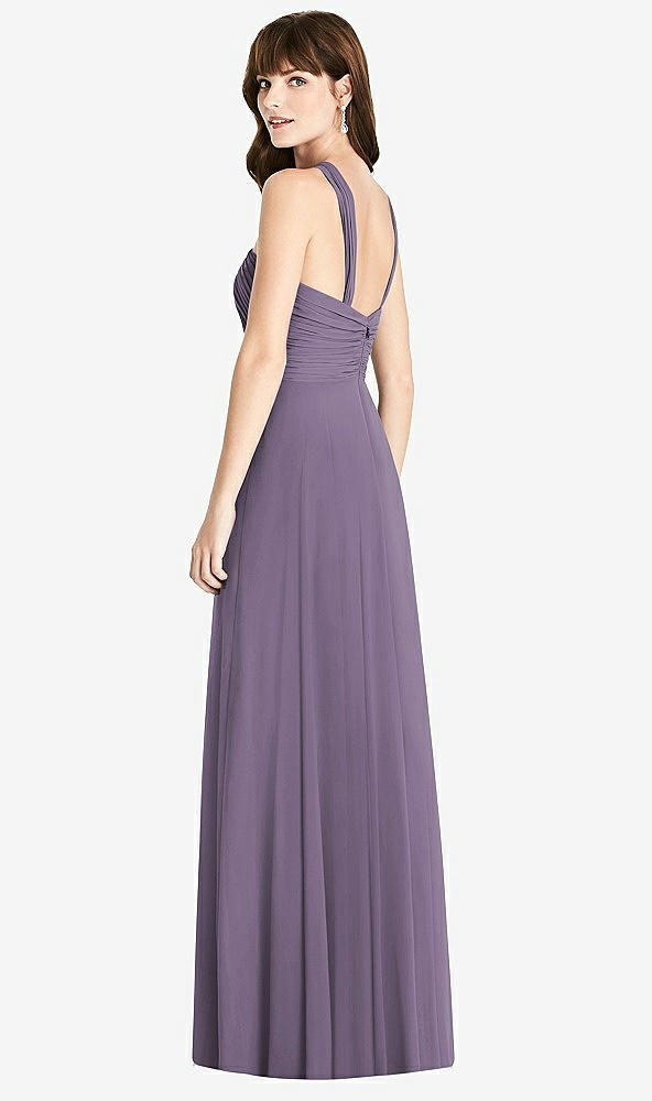 Back View - Lavender Twist Halter Chiffon Maxi Dress - James