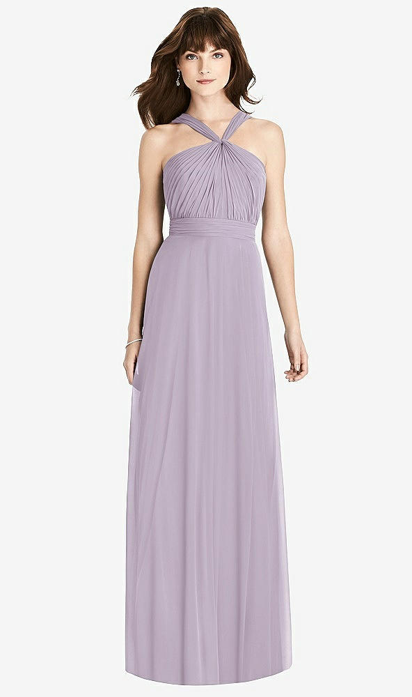 Front View - Lilac Haze Twist Halter Chiffon Maxi Dress - James