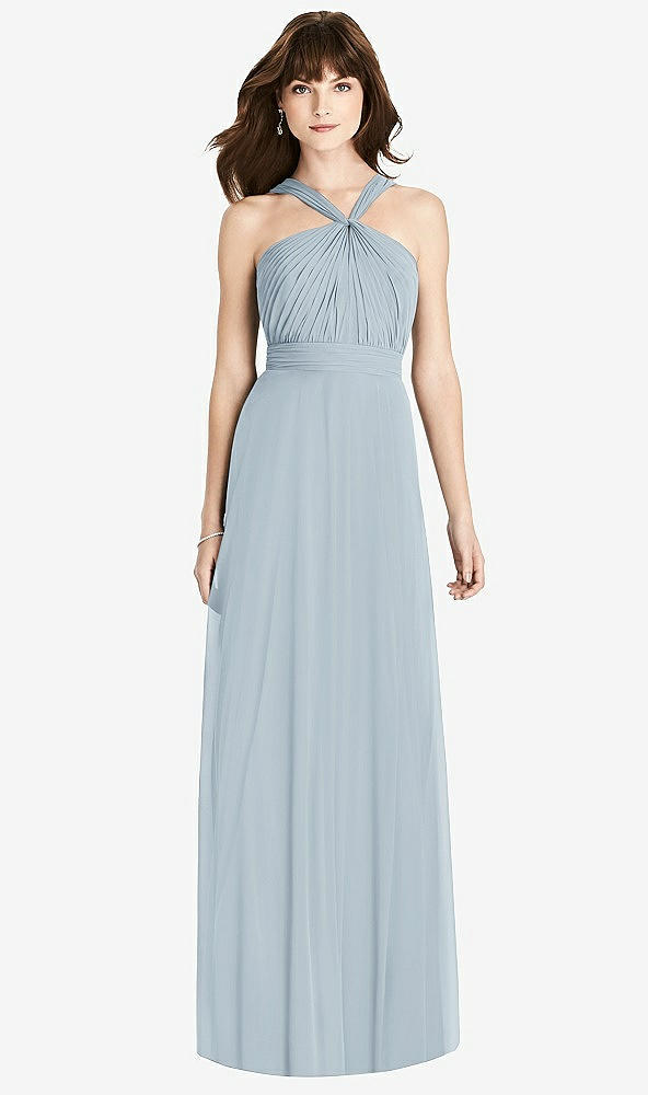 Front View - Mist Twist Halter Chiffon Maxi Dress - James