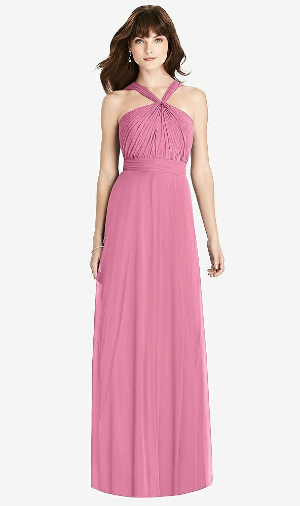 Front View - Orchid Pink Twist Halter Chiffon Maxi Dress - James