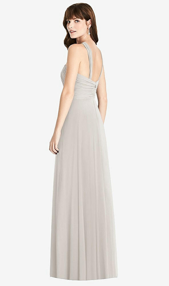 Back View - Oyster Twist Halter Chiffon Maxi Dress - James