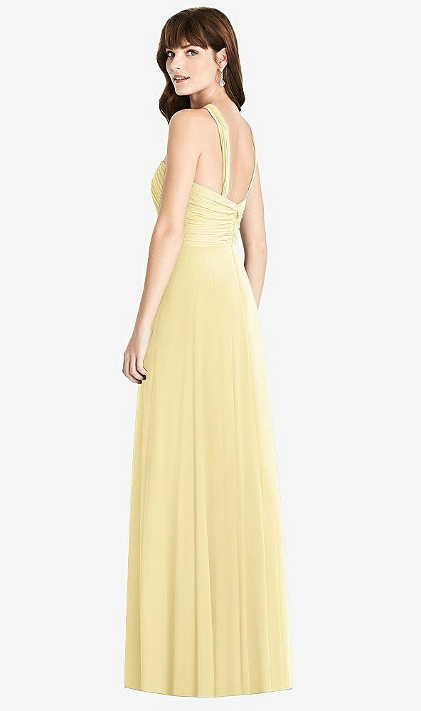 Back View - Pale Yellow Twist Halter Chiffon Maxi Dress - James